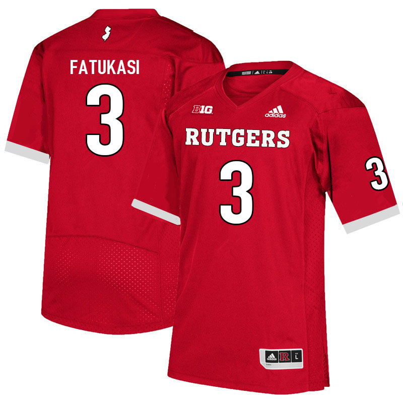 Men #3 Olakunle Fatukasi Rutgers Scarlet Knights College Football Jerseys Sale-Scarlet